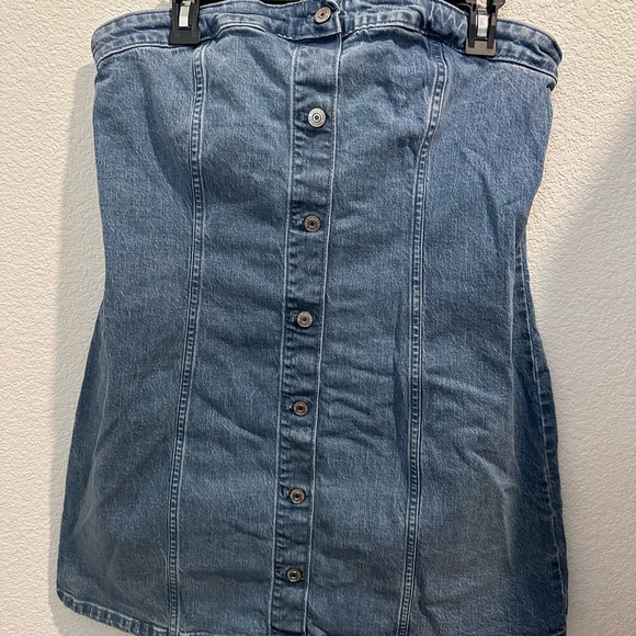 Abercrombie Light Wash Denim Button-Down Mini Dress Sz XL - Picture 2 of 6